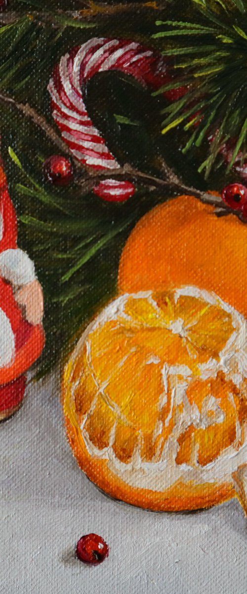 Christmas Still Life with Santa and Oranges by Natalia Shaykina