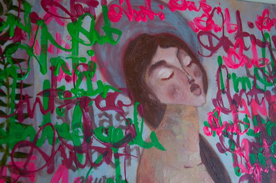 Woman Nude, Pop Art, canvas, mixed media - ANTIFRAGILE - 100x80 cm