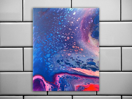 "Air Bubbles" - Original Abstract PMS Fluid Acrylic Painting - 16 x 20 inches