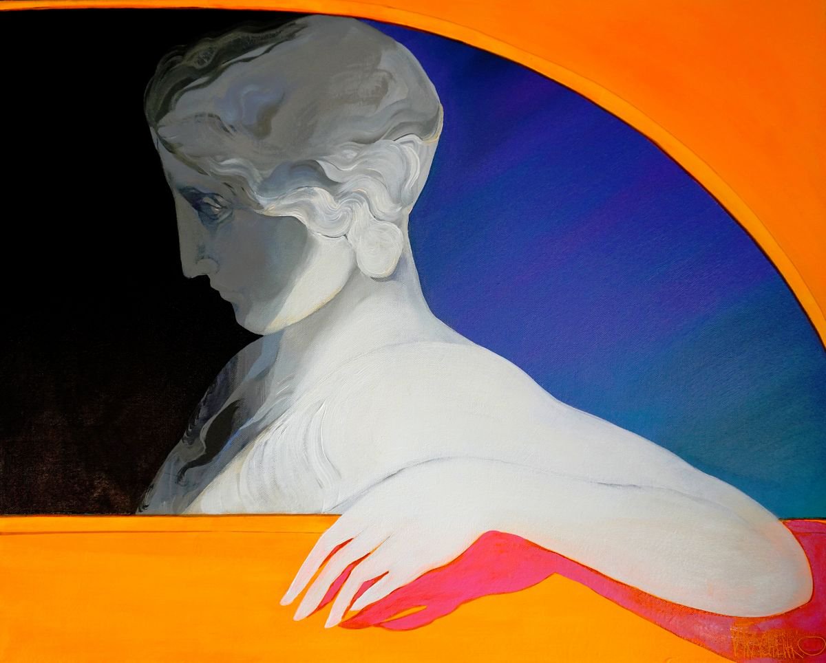 Urban And Pop Portrait Acrylic Painting By Victor Tkachenko, 30 X 24", Yellow Cab, Original Artwork