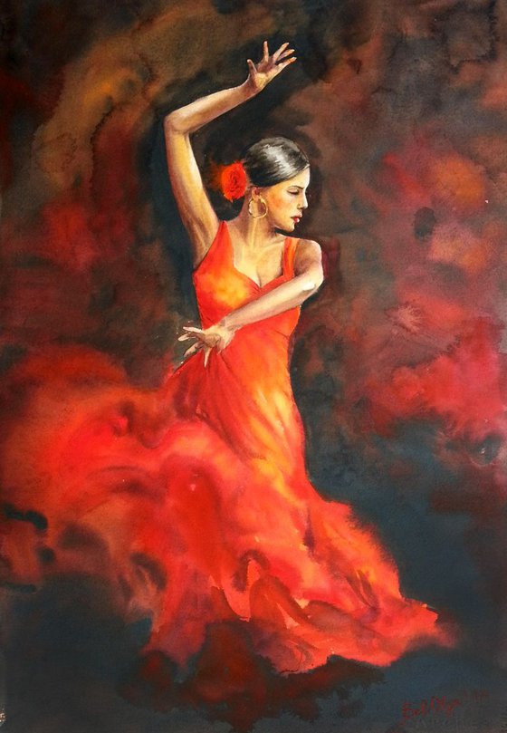 Flamenco Dancer in Red Dress #2