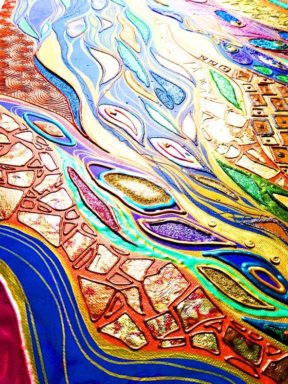 Green purple golden abstract