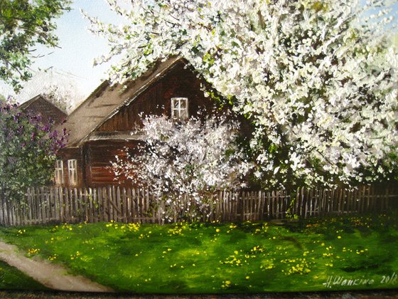 Spring Blossom Village Landscape