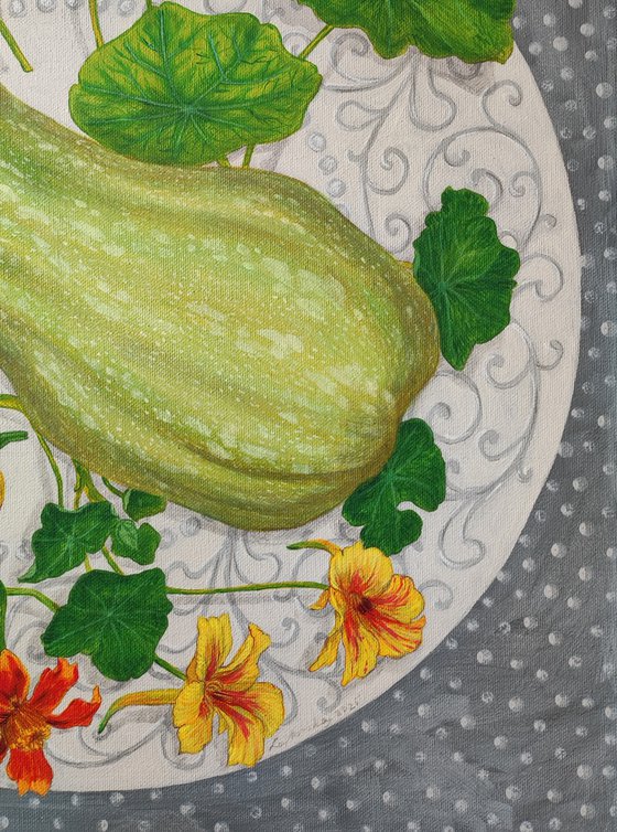 Butter pumpkin and nasturtiums