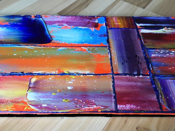 "Messy Geometry Series" - Save As A Series - Original PMS Abstract Diptych Oil Paintings On Wood - 32" x 16"