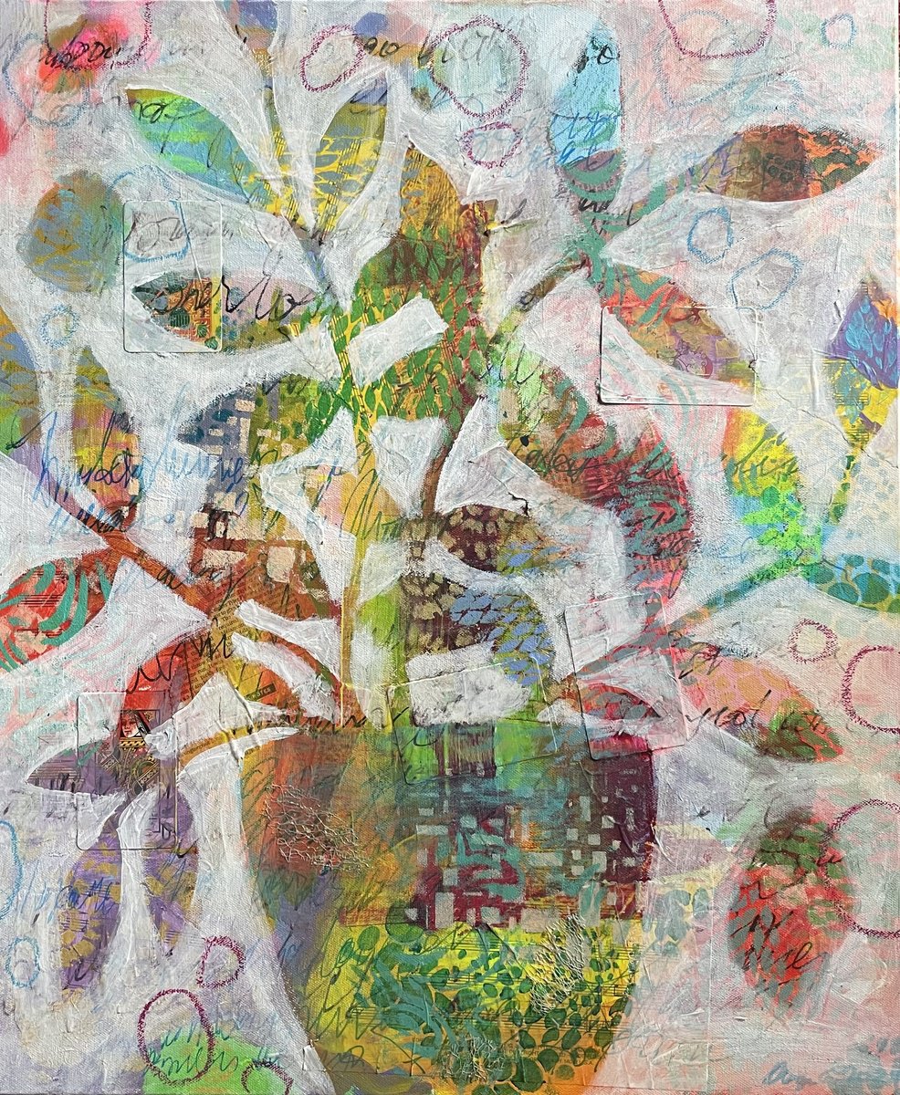 Botanical Painting By Anya Getter, 20 X 24, Planting Your Cards Right, Original Artwork