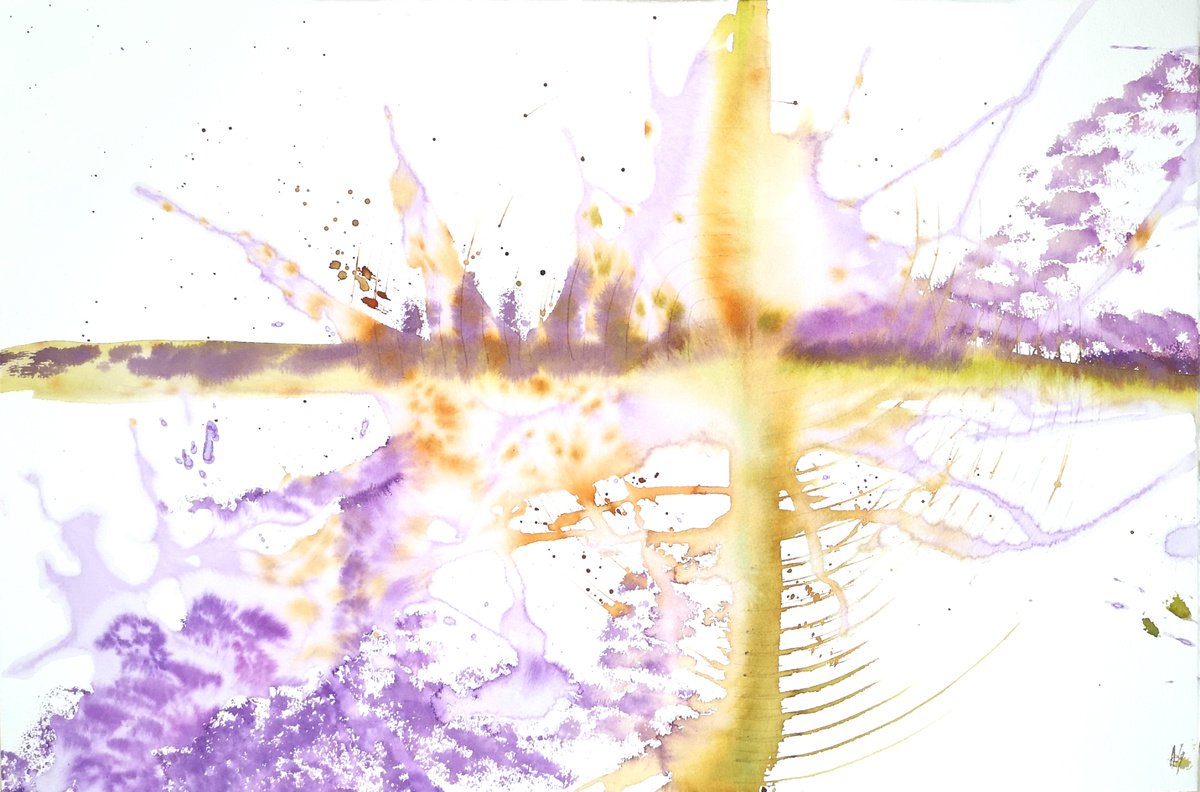 Abstract Watercolour By Aneta Gajos, 22 X 15, On The Horizont, Original Artwork