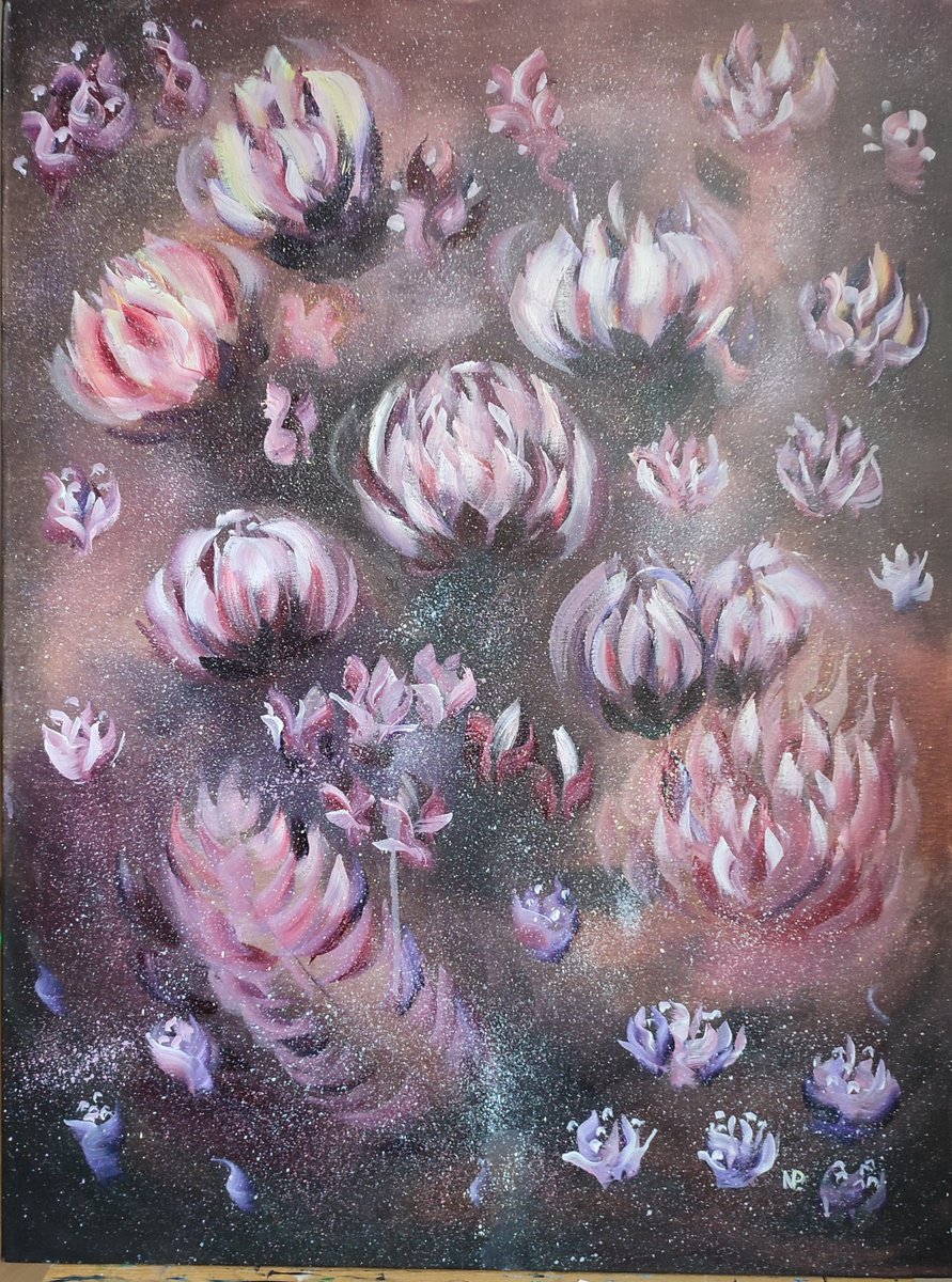 Impressionistic Botanical Oil Painting By Nataliia Plakhotnyk, 24 X 31", Valley Of Flowers, Original Artwork