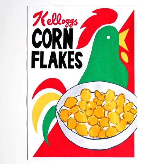 Retro Corn Flakes Box Painting on A4 (Unframed) Paper