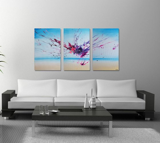 Artist's Beach II Triptych (Spirits Of Skies 120064) (160 x 80 cm) XXXL (64 x 32 inches)