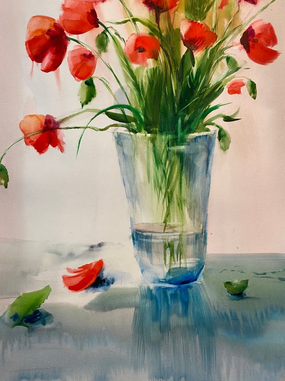 Sold Watercolor “Still life. Poppies” perfect gift