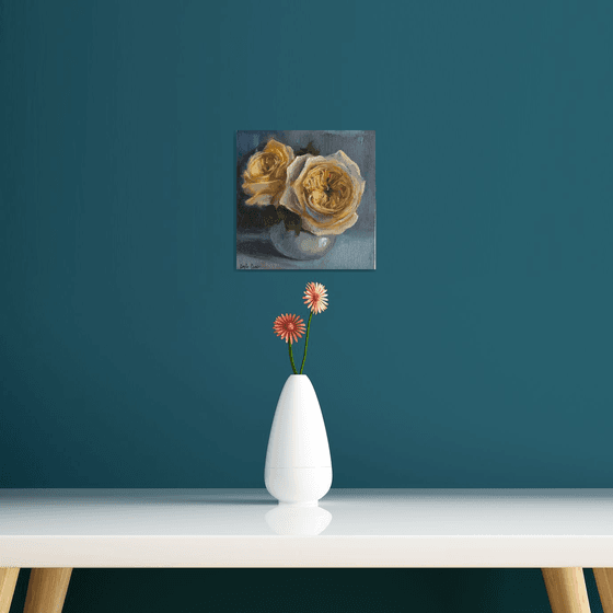 White roses still life