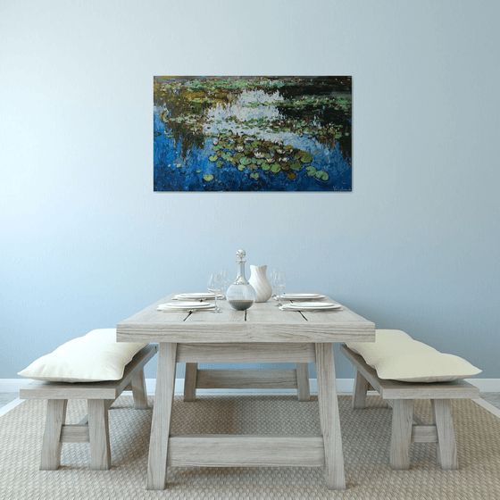 White Water Lilies - Impasto Original Oil painting