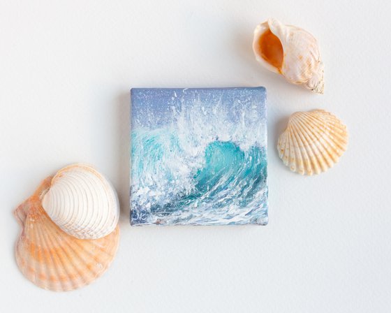 Miniature blue ocean waves