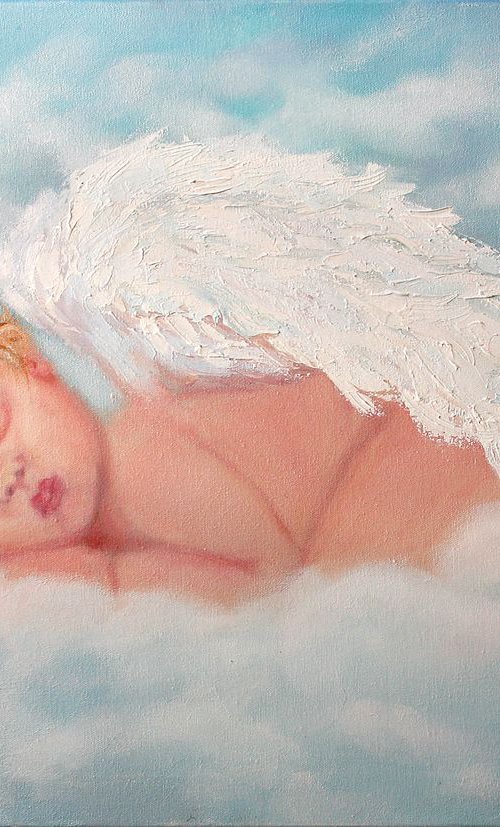 Sleeping Angel  / Original Painting by Salana Art Gallery