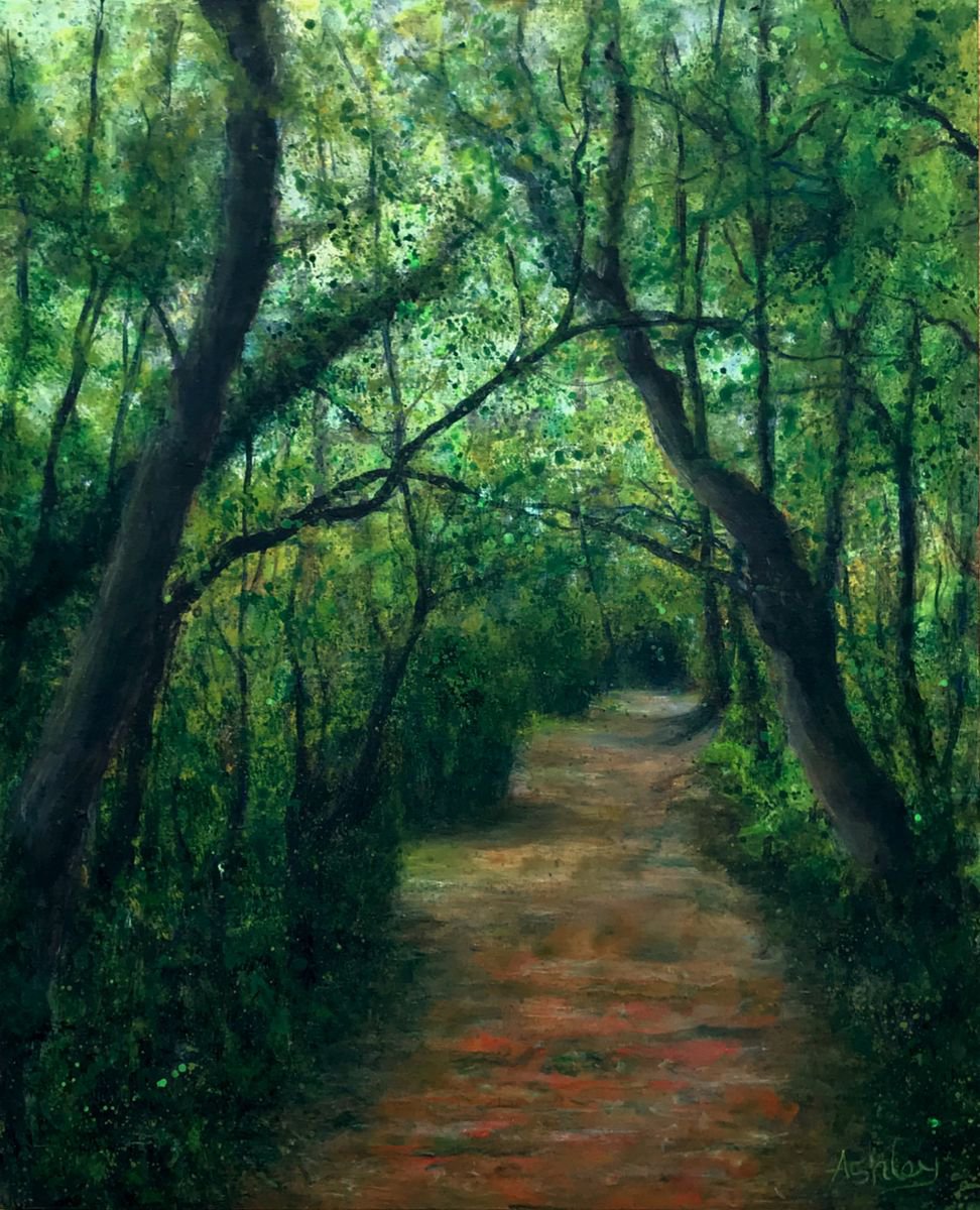 Impressionistic Landscape Acrylic Painting By Ashley Baldwin-Smith, 16 X 20, Summer Wood, Original Artwork