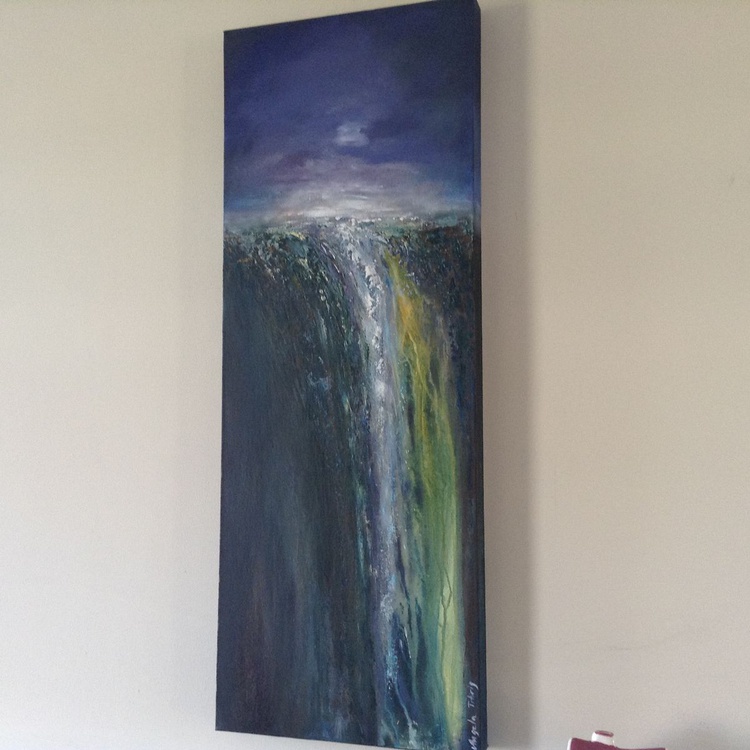 Waterfall Acrylic Painting By Angela Titirig Artfinder