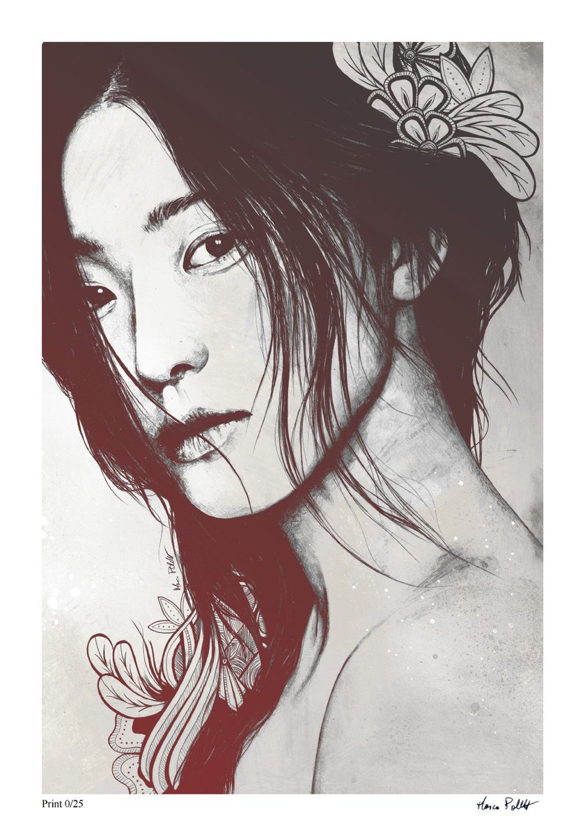 Expressive Portrait Print By Marco Paludet, 14 X 20", Stoic Ii Red &Amp; Black, Original Artwork