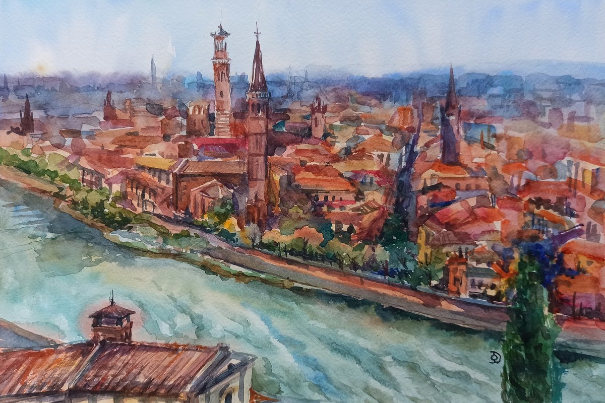 View on Verona from S.Pietro Castle by Olga Drozdova
