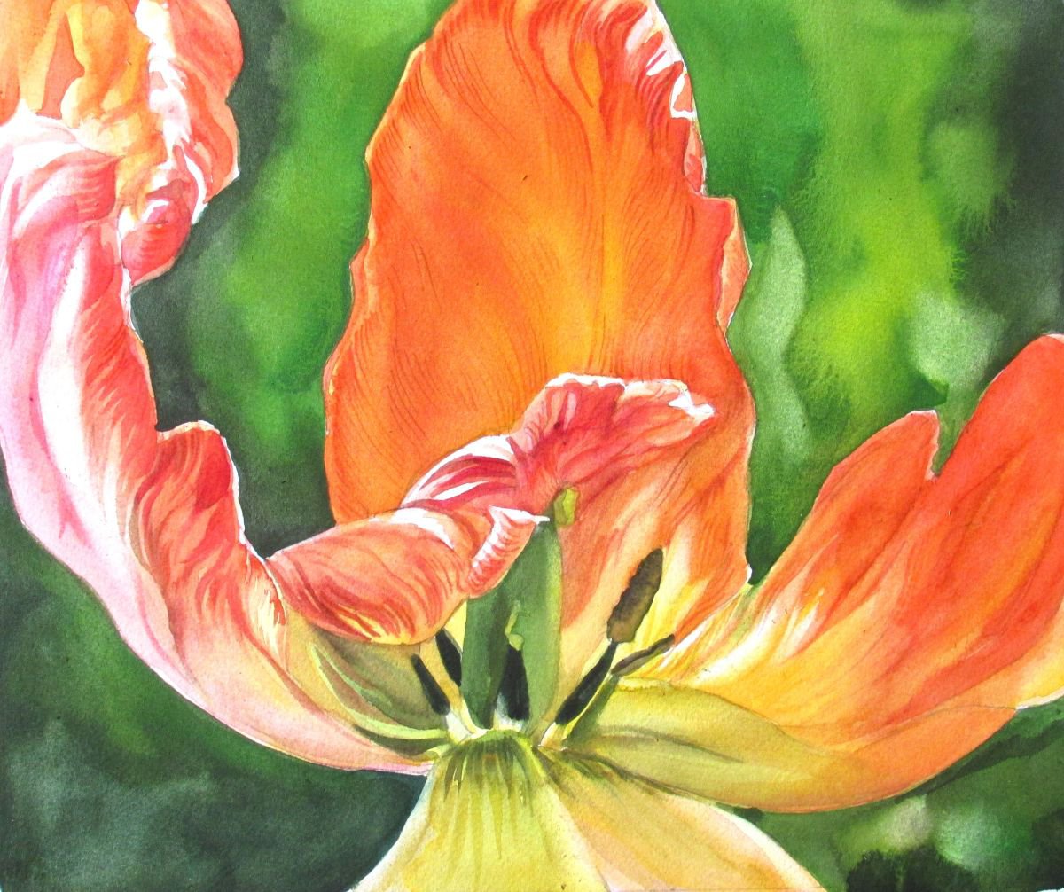 A painting a day #30 tulip with green by Alfred Ng