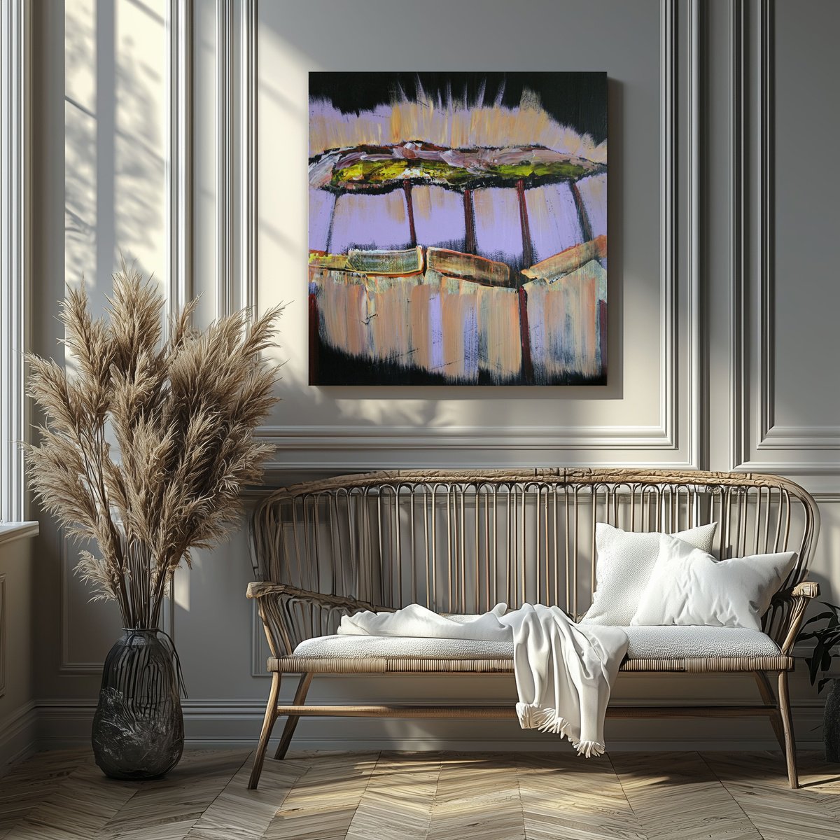 Organic Abstract Acrylic Painting By Loretta Kaltenhauser, 36 X 36", Ascension, Original Artwork