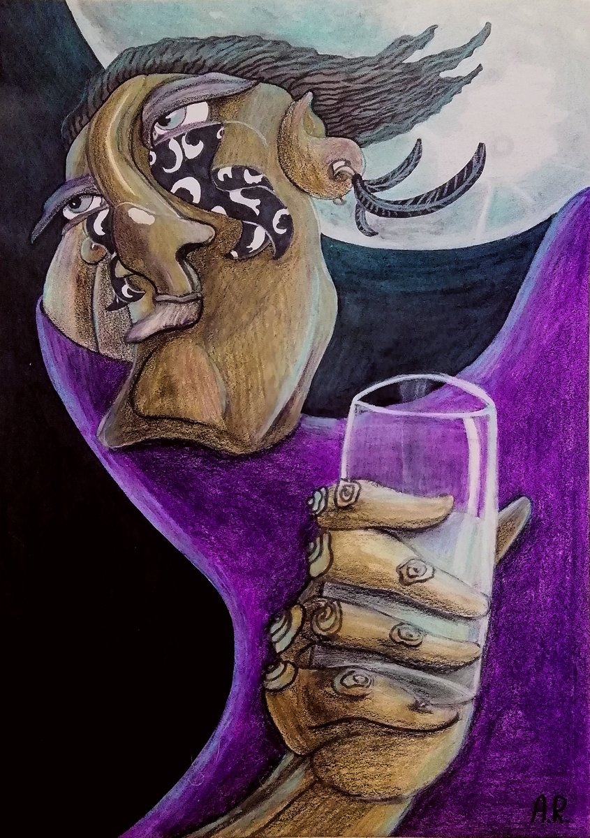 Glass half full of moonlight by Anna Reshetnikova