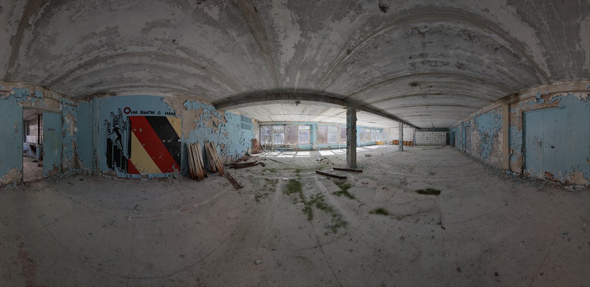 Photorealistic Cityscapes Photograph By Stanislav Vederskyi, 127 X 63", #4. Pripyat Tech School Hall 1, Original Artwork