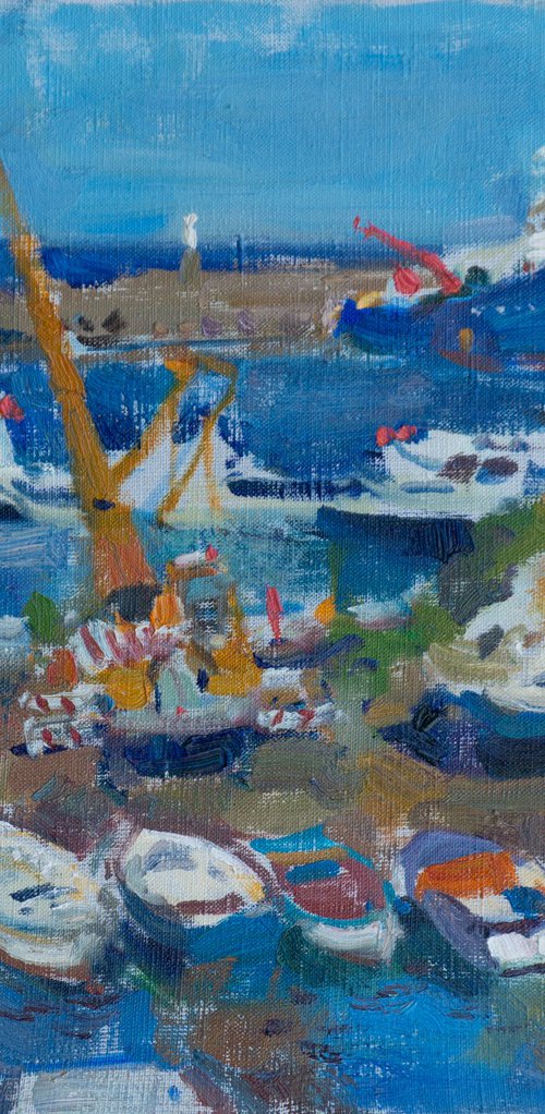 Boats – Original Oil Landscape Painting by Anastasia Borodina