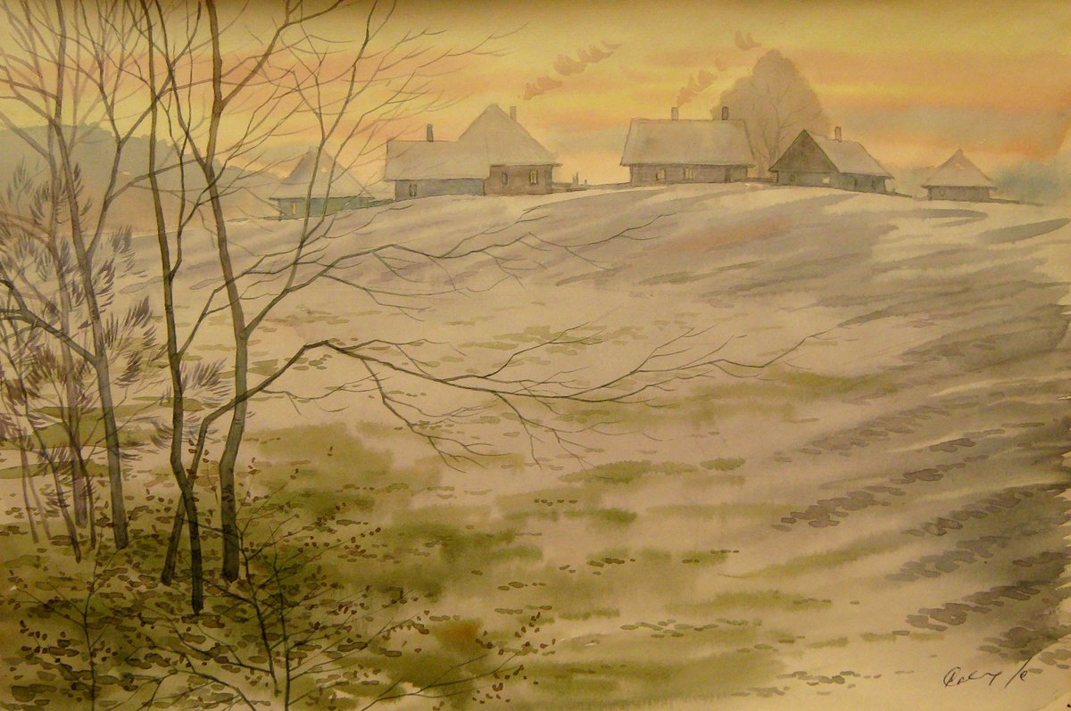 Impressionistic Landscape Watercolour By Valeriy Savenets-1, 18 X 12", Spring Is Coming, Original Artwork