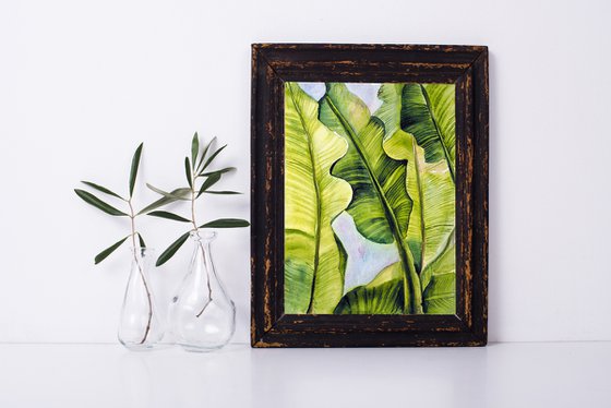 Green leaves - original tropical watercolor