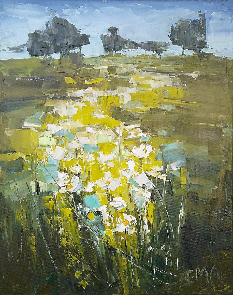 Expressive Landscape Oil Painting By Emilia Milcheva, 16 X 20, Bare Feet, Original Artwork