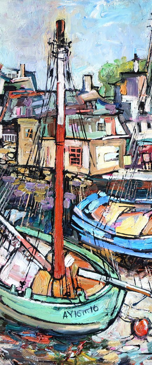 Boats of the city of Auray. by Nikifor Swiristuhin