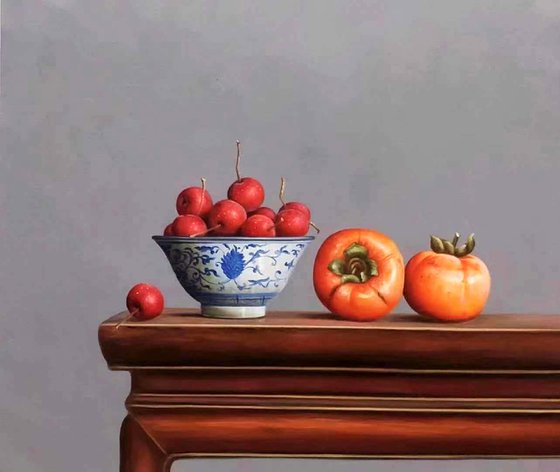 Still life:haws in the China bowl