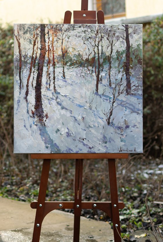 Winter  forest - Original oil painting