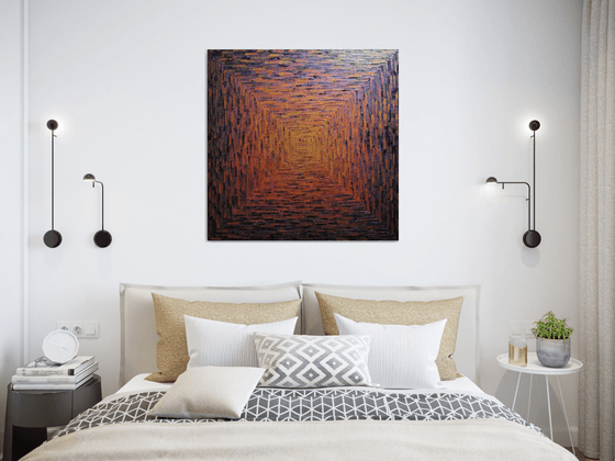 Large gold orange pink square gradient