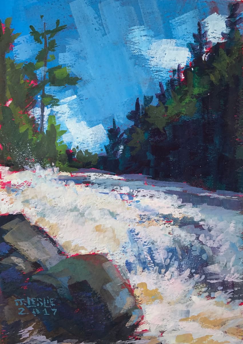 Impressionistic Painting , Buttermilk Falls, Adirondacks By Jimmy Leslie, 5 X 7, Artwork For Sale On Artfinder