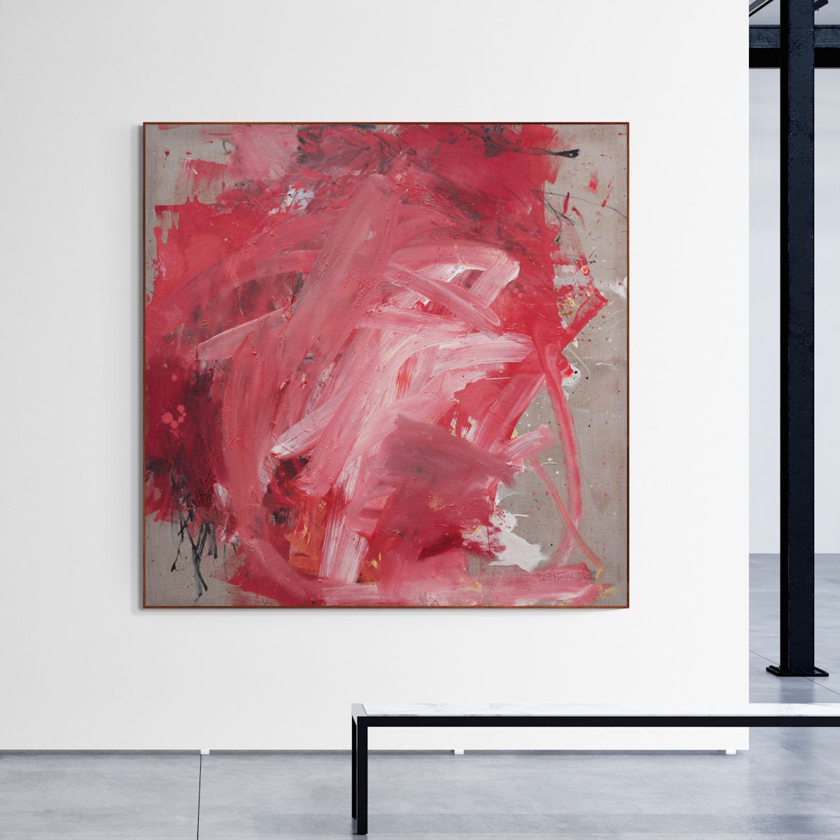Expressive Abstract Painting By Daniela Schweinsberg, 63 X 63, Rouge Comme La Vie, Original Artwork