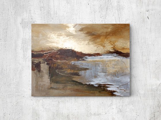 "Calabria 2" Abstract brown gold grey art