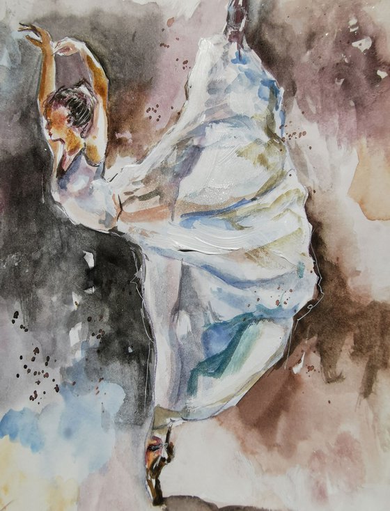 Ballerina watercolor drawing