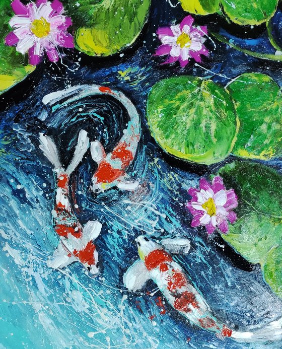 Water Lilies And Koi