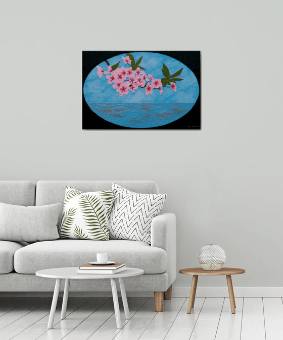 Sakura Soul - pink cherry blossom; large semi abstract painting