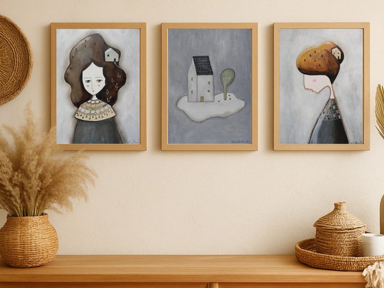 Thinking about home, set of 3