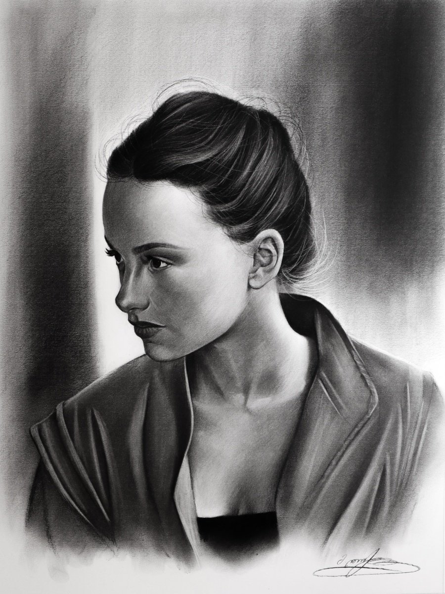 Photorealistic Charcoal Drawing , Woman Portrait No. 30 By Mariam Darchiashvili, 12 X 16, Artwork For Sale On Artfinder