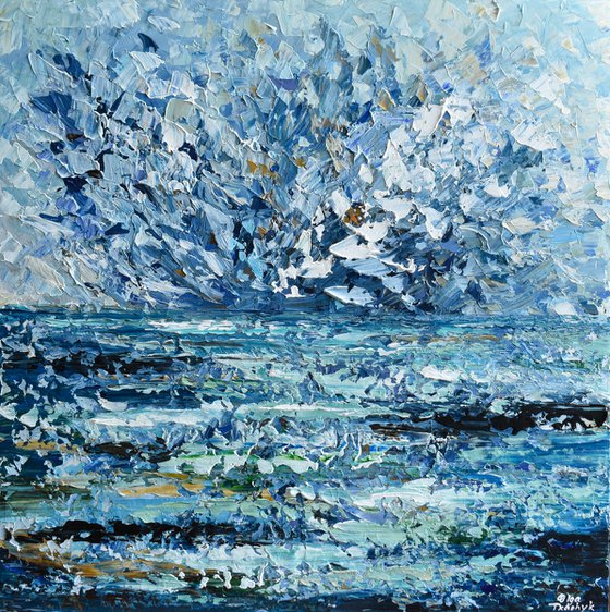 Ocean after the storm - Palette knife seascape painting