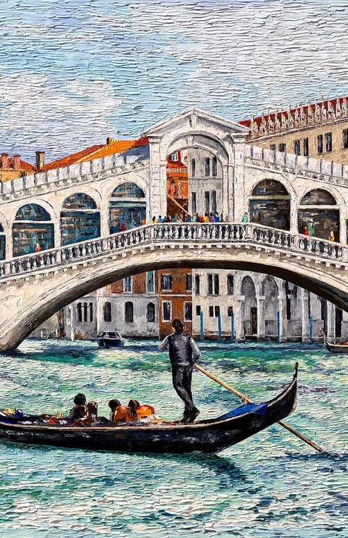Venice, Rialto Bridge, Impasto, 140 x 90 cm by Tanya Stefanovich