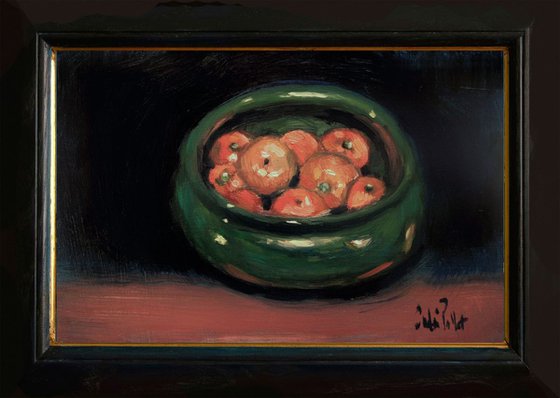 Tangerines in Green Bowl