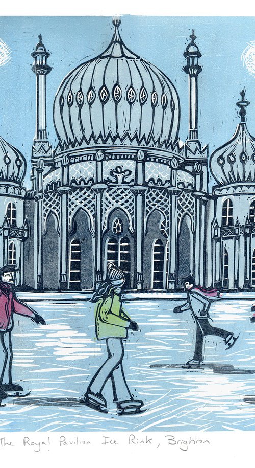 The Royal Pavilion Ice Rink, Brighton. Large Limited Edition linocut No.7 by Fiona Horan