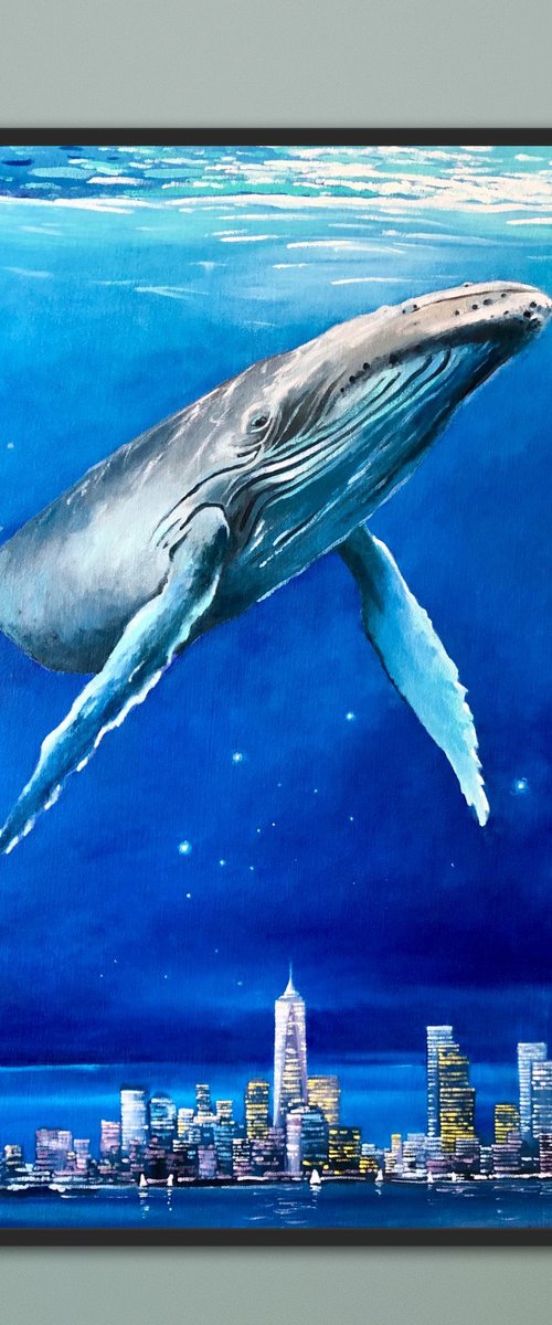 Whale over NY by Volodymyr Smoliak