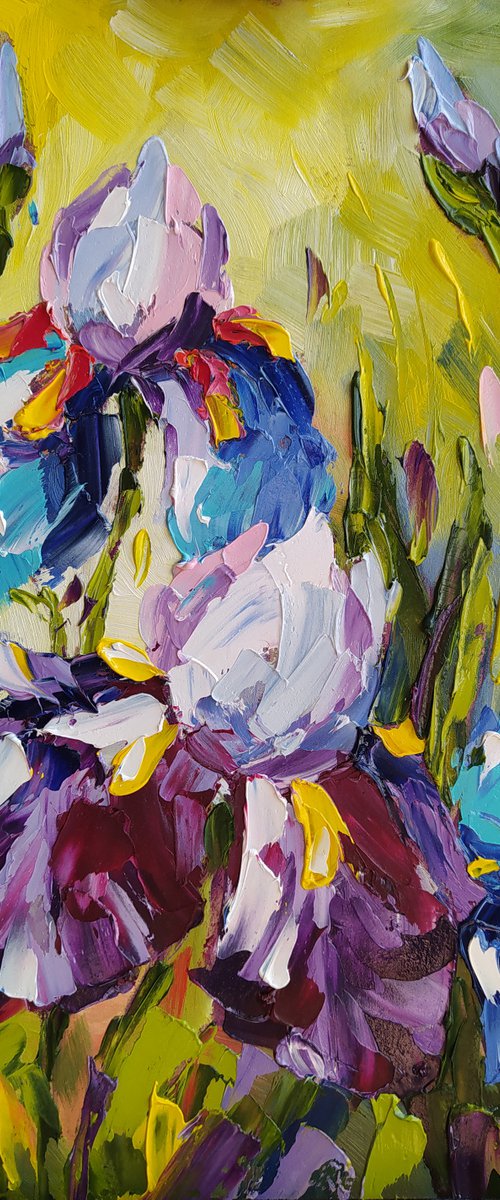 Irises - flowers, oil painting, irises flowers, gift idea by Anastasia Kozorez