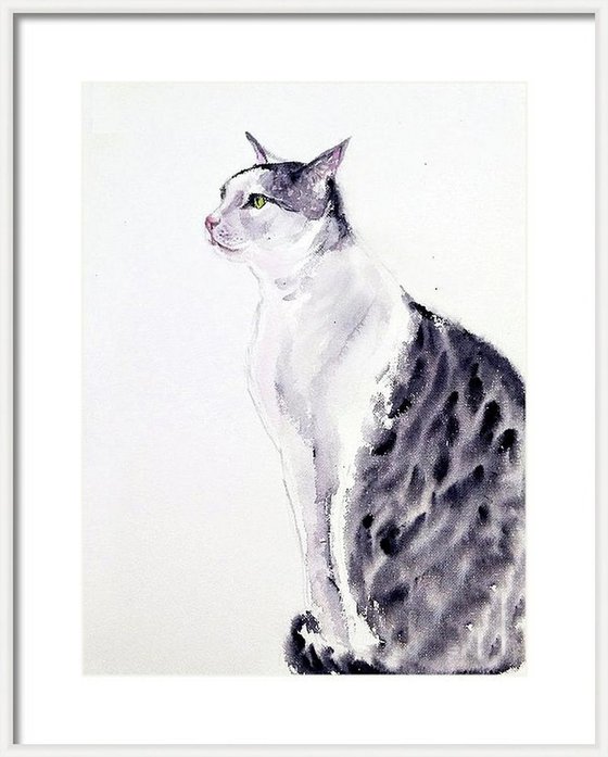 Cat - Watercolor - Alert Cat
